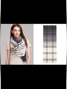 Burberry Large Black & Cream Ombre Rectangular Scarf.